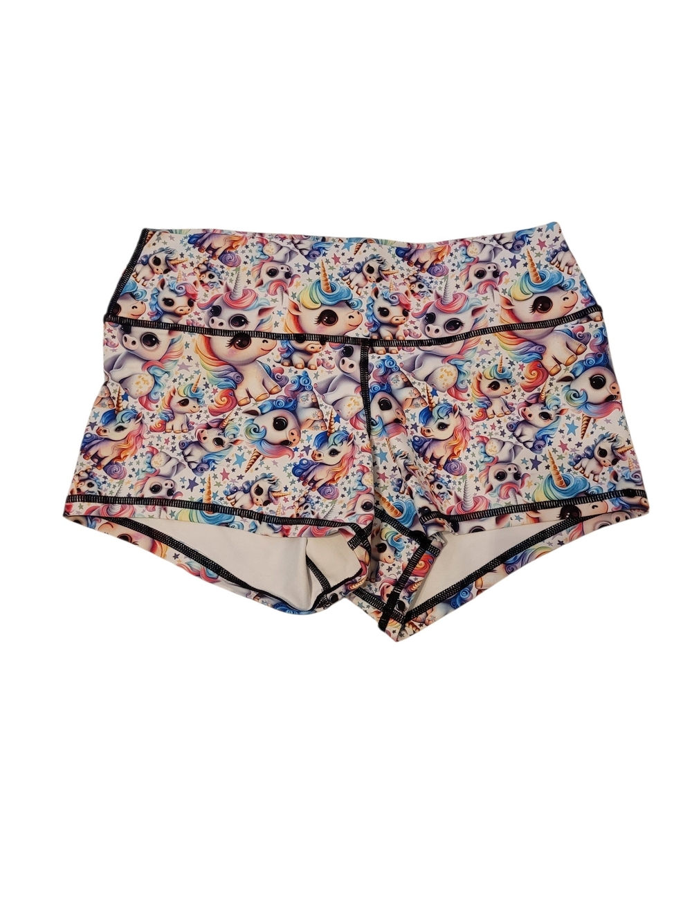 Peachy Rainbow Unicorn Print Athletic Shorts